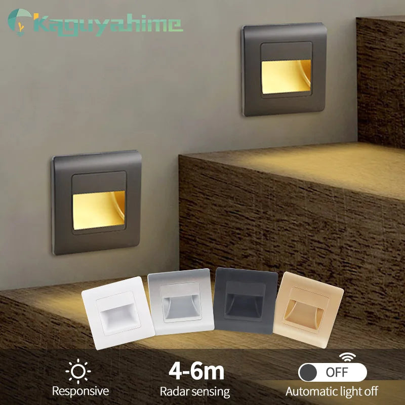 )= 4Pcs Led Stair Light PIR Sensor Wall Light 110V 220V Recessed Footlight Corridor Step Lamp Motion Wall Home Lighting