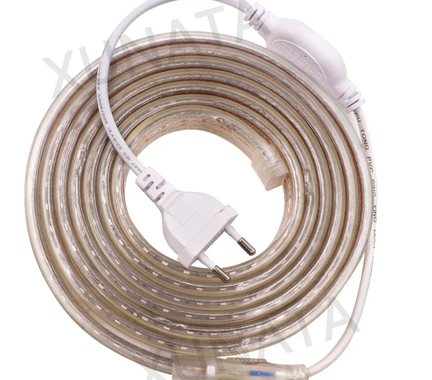 Row 220V Power SMD2835 Waterproof LED Ribbon Rope Lights Home Decoration Lighting Warm White