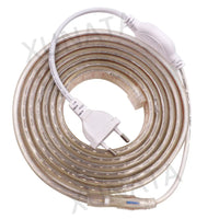 Row 220V Power SMD2835 Waterproof LED Ribbon Rope Lights Home Decoration Lighting Warm White
