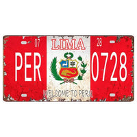 Peru Lima Cusco Car License Metal Pate Tin Sign Retro Rusted Art Craft Wall Poster Decor