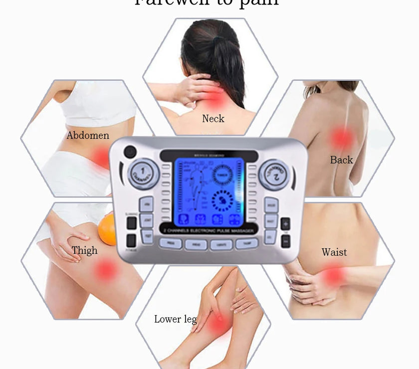Electric Pulse Massager Tens EMS Muscle Stimulator 12Modes Digital Therapy Machine Massager Pain Relief Tool Health Care Machine