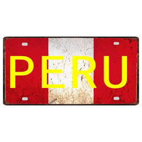 Peru Lima Cusco Car License Metal Pate Tin Sign Retro Rusted Art Craft Wall Poster Decor