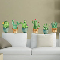 shop green garden plant cactus potted flower pot set 3d diy wall decals