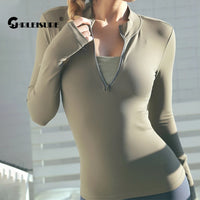 CHRLEISURE Long Sleeve Yoga Shirts Sport Top Fitness Yoga Top Gym Top Sports Wear For Women Push Up Running Full Sleeve Clothes