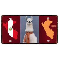 Peru Lima Cusco Car License Metal Pate Tin Sign Retro Rusted Art Craft Wall Poster Decor
