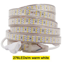 Row 220V Power SMD2835 Waterproof LED Ribbon Rope Lights Home Decoration Lighting Warm White