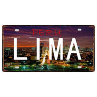 Peru Lima Cusco Car License Metal Pate Tin Sign Retro Rusted Art Craft Wall Poster Decor