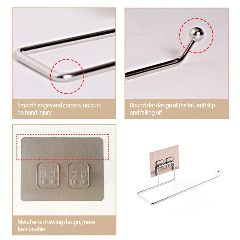 Kitchen Toilet Paper Holder Tissue Holder Hanging Bathroom Toilet Paper Holder Roll Paper Holder Towel Rack Stand Storage Rack