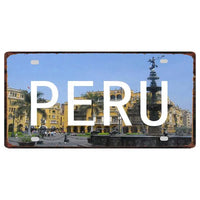 Peru Lima Cusco Car License Metal Pate Tin Sign Retro Rusted Art Craft Wall Poster Decor