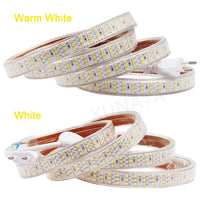 Row 220V Power SMD2835 Waterproof LED Ribbon Rope Lights Home Decoration Lighting Warm White