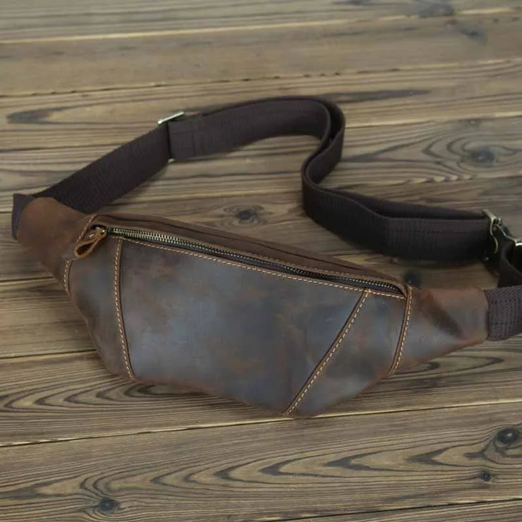 Waist Bag Mini Travel Fanny Chest Pack Cowhide Belt Bag Male Small Waist Bag