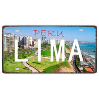 Peru Lima Cusco Car License Metal Pate Tin Sign Retro Rusted Art Craft Wall Poster Decor