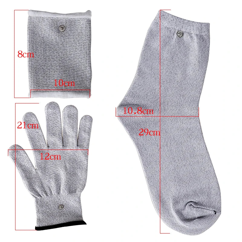 Electric Tens EMS Muscle Stimulator Conductive Silver Fiber Gloves Wrist Socks Acupuncture Massage Therapy Accessories Health