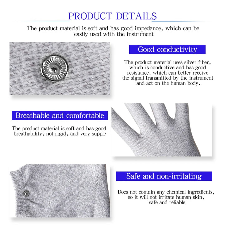 Electric Tens EMS Muscle Stimulator Conductive Silver Fiber Gloves Wrist Socks Acupuncture Massage Therapy Accessories Health