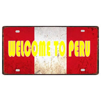 Peru Lima Cusco Car License Metal Pate Tin Sign Retro Rusted Art Craft Wall Poster Decor