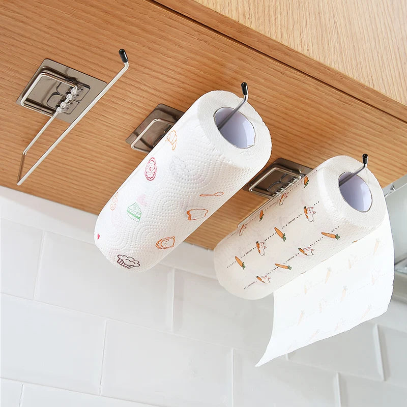 Kitchen Toilet Paper Holder Tissue Holder Hanging Bathroom Toilet Paper Holder Roll Paper Holder Towel Rack Stand Storage Rack