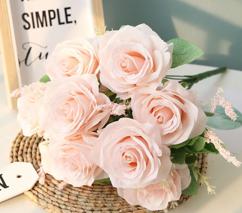 Artificial Blue Roses Flowers Silk Rose Flower Bouquet Artificial Flowers Home Garden Decoration Wedding Roses Fake Flowers