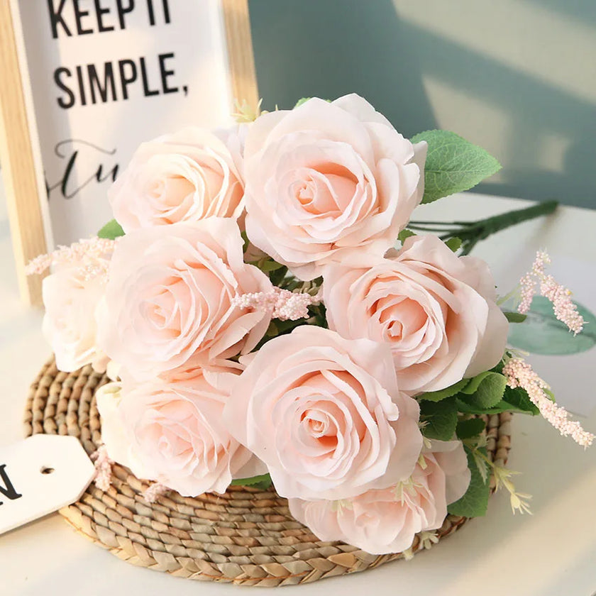 Artificial Blue Roses Flowers Silk Rose Flower Bouquet Artificial Flowers Home Garden Decoration Wedding Roses Fake Flowers
