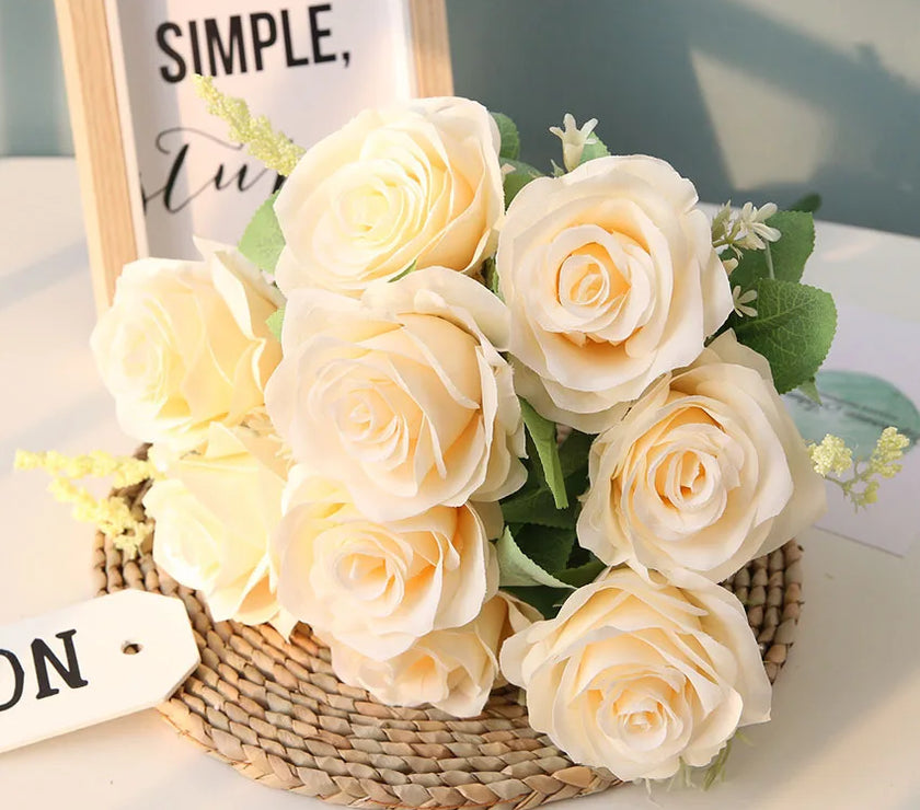 Artificial Blue Roses Flowers Silk Rose Flower Bouquet Artificial Flowers Home Garden Decoration Wedding Roses Fake Flowers
