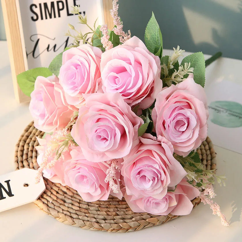 Artificial Blue Roses Flowers Silk Rose Flower Bouquet Artificial Flowers Home Garden Decoration Wedding Roses Fake Flowers