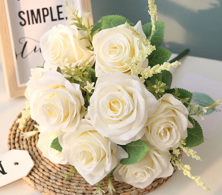 Artificial Blue Roses Flowers Silk Rose Flower Bouquet Artificial Flowers Home Garden Decoration Wedding Roses Fake Flowers