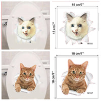 Vinyl Cat 3D Toilet Wall Stickers Hole View Bathroom Living Room Home Decor Decals Poster Background Waterproof Animals Mural