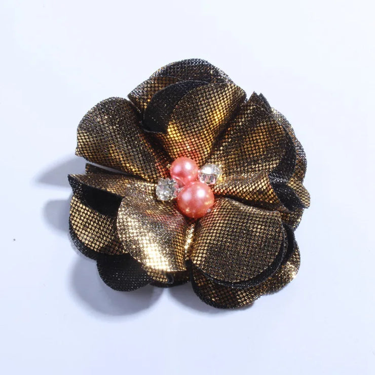 5CM Hot Sale Metallic Fabric Flower
