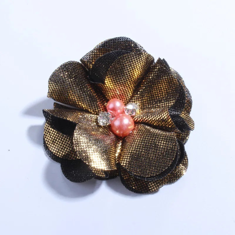 5CM Hot Sale Metallic Fabric Flower