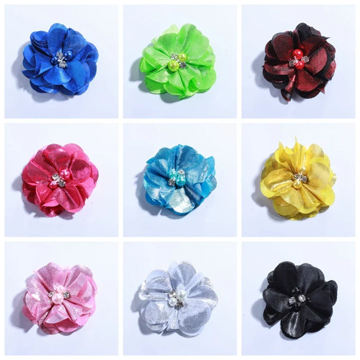 5CM Hot Sale Metallic Fabric Flower