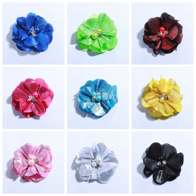 5CM Hot Sale Metallic Fabric Flower