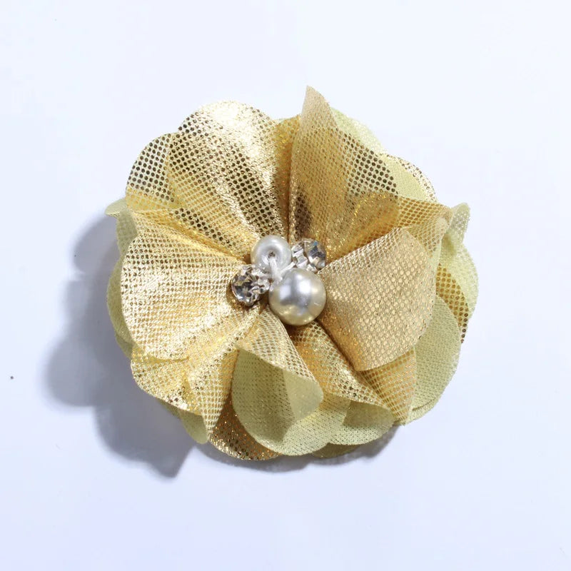 5CM Hot Sale Metallic Fabric Flower