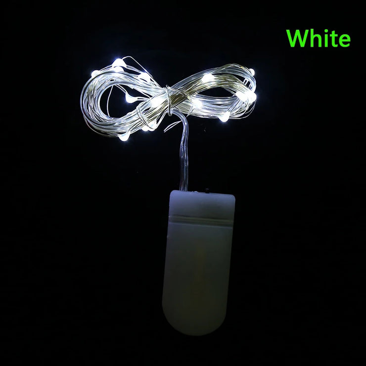 2M 5M 50LED Silver Wire Fairy Garland Lamp LED String Lights Christmas Wedding Home Party Decoration Powered By CR2032 Battery