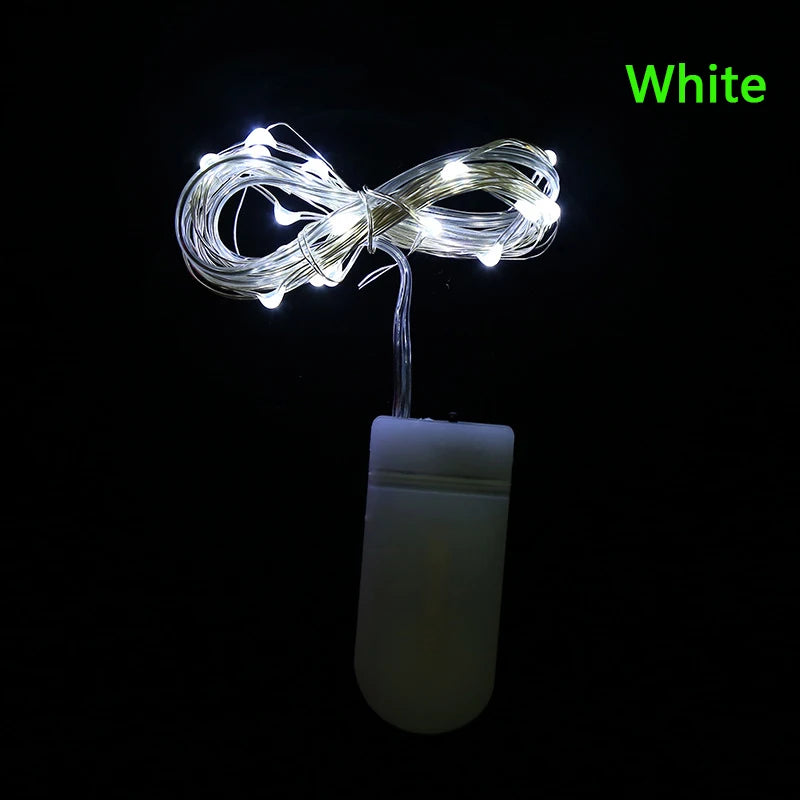 2M 5M 50LED Silver Wire Fairy Garland Lamp LED String Lights Christmas Wedding Home Party Decoration Powered By CR2032 Battery