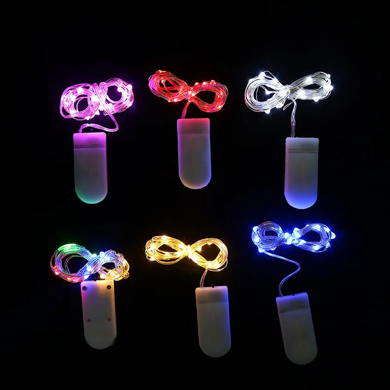 2M 5M 50LED Silver Wire Fairy Garland Lamp LED String Lights Christmas Wedding Home Party Decoration Powered By CR2032 Battery