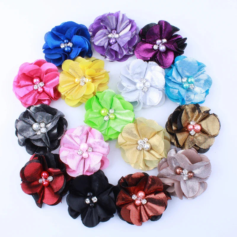 5CM Hot Sale Metallic Fabric Flower