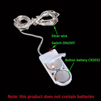 2M 5M 50LED Silver Wire Fairy Garland Lamp LED String Lights Christmas Wedding Home Party Decoration Powered By CR2032 Battery