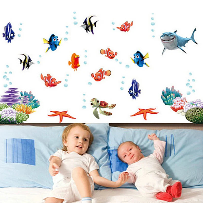 Seabed Fish Bubble NEMO Wall Sticker Cartoon Wall Sticker For Kids Rooms Bathroom Home Decor Nursery quarto Decals Poster