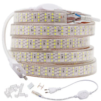 Row 220V Power SMD2835 Waterproof LED Ribbon Rope Lights Home Decoration Lighting Warm White
