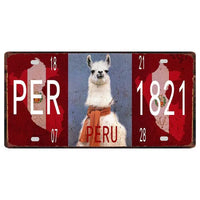 Peru Lima Cusco Car License Metal Pate Tin Sign Retro Rusted Art Craft Wall Poster Decor