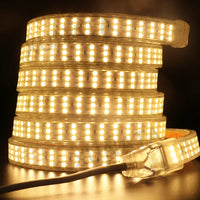 Row 220V Power SMD2835 Waterproof LED Ribbon Rope Lights Home Decoration Lighting Warm White