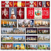 Peru Lima Cusco Car License Metal Pate Tin Sign Retro Rusted Art Craft Wall Poster Decor