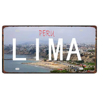 Peru Lima Cusco Car License Metal Pate Tin Sign Retro Rusted Art Craft Wall Poster Decor