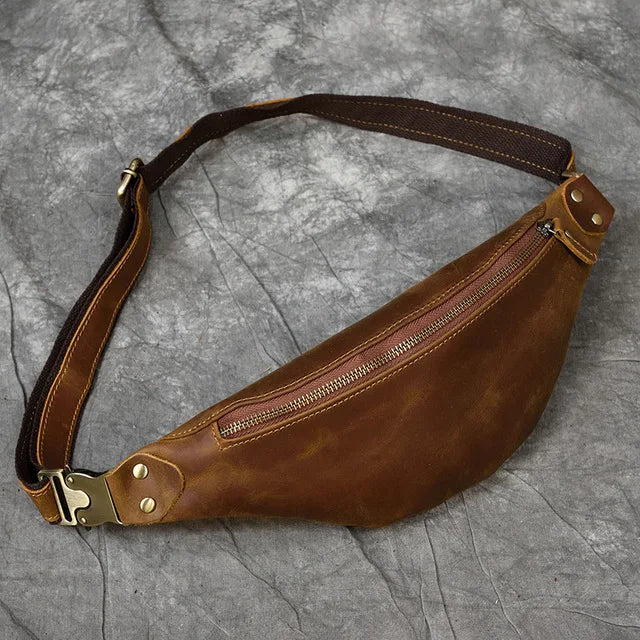 Waist Bag Mini Travel Fanny Chest Pack Cowhide Belt Bag Male Small Waist Bag
