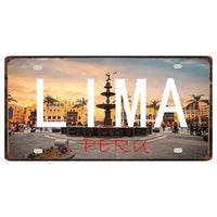 Peru Lima Cusco Car License Metal Pate Tin Sign Retro Rusted Art Craft Wall Poster Decor