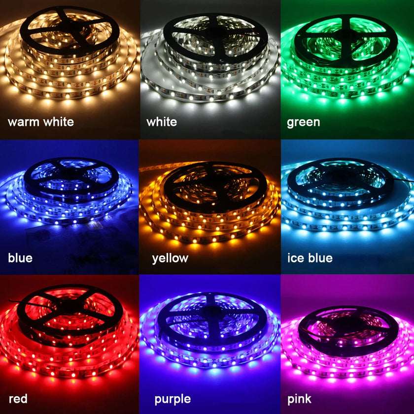 DC3V LED Strip Light 2835 SMD Battery Powered 50cm 1m 2m Flexible LED Tape 8 Colors Waterproof Home Decoration DIY Lamp 8mm PCB