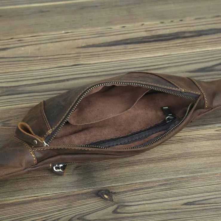 Waist Bag Mini Travel Fanny Chest Pack Cowhide Belt Bag Male Small Waist Bag