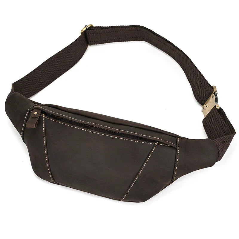 Waist Bag Mini Travel Fanny Chest Pack Cowhide Belt Bag Male Small Waist Bag