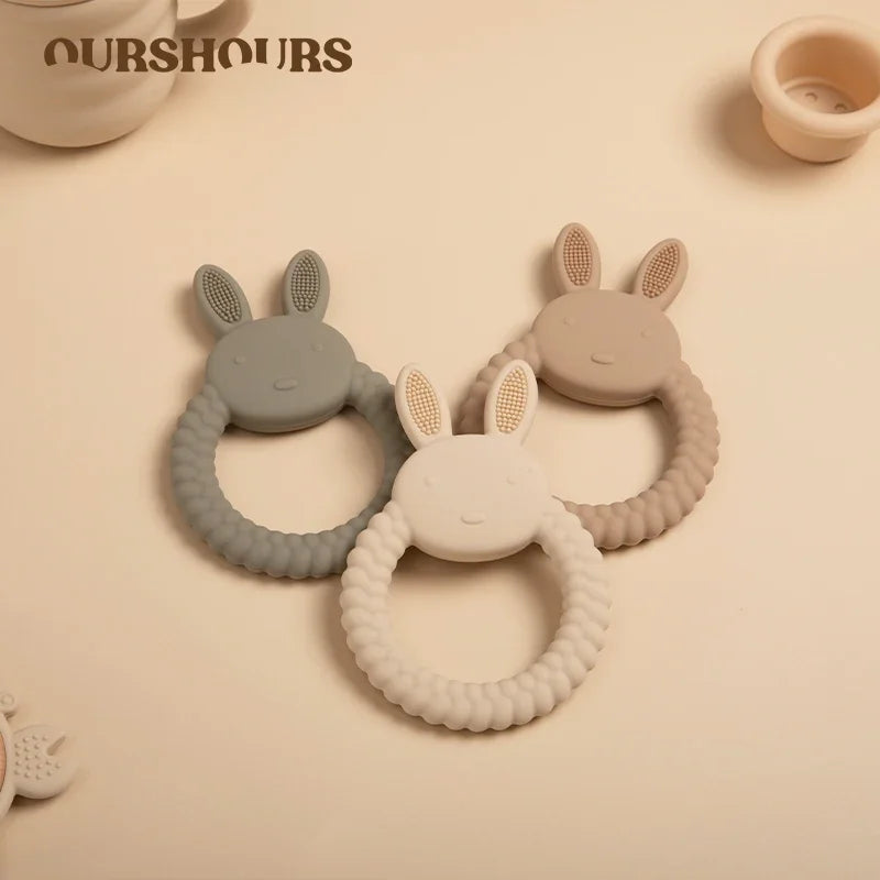 1Pcs Food Grade Baby Silicone Teeth1Pcs Food Grade Baby Silicone Teether Toy Cartoon Rabbit Nursing Teething Ring BPA Free Newborn Health Molar Chewing Accessorieser Toy Cartoon Rabbit Nursing Teething Ring BPA Free Newborn Health Molar Chewing Accessories