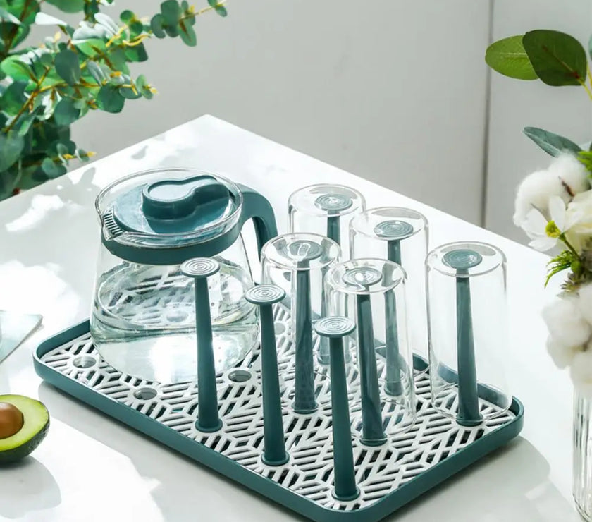 Detachable Cup Drain Rack Bottle Dish Drying Shelf Dust-proof Glass Cup Drainer Holder Stand Kitchen Storage Holder Home Decor
