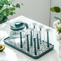 Detachable Cup Drain Rack Bottle Dish Drying Shelf Dust-proof Glass Cup Drainer Holder Stand Kitchen Storage Holder Home Decor